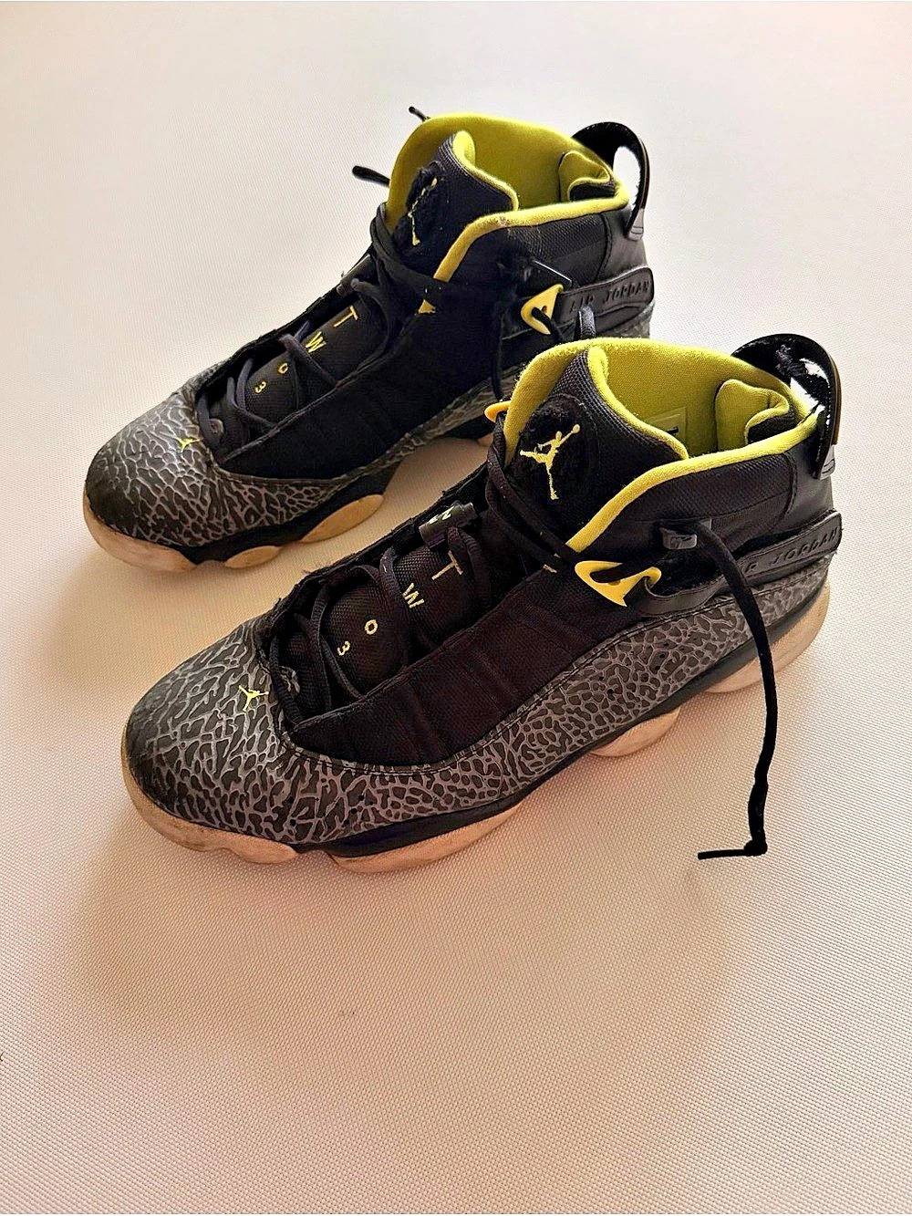 Jordan Air Jordan 6 Rings 'Venom Green' Sneakers Black & Gray US 13
